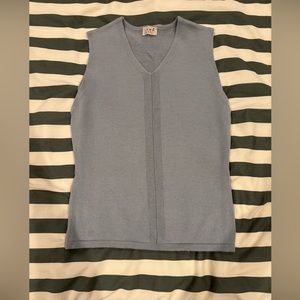 Grey blue Wool V Neck Sweater tank